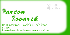 marton kovarik business card